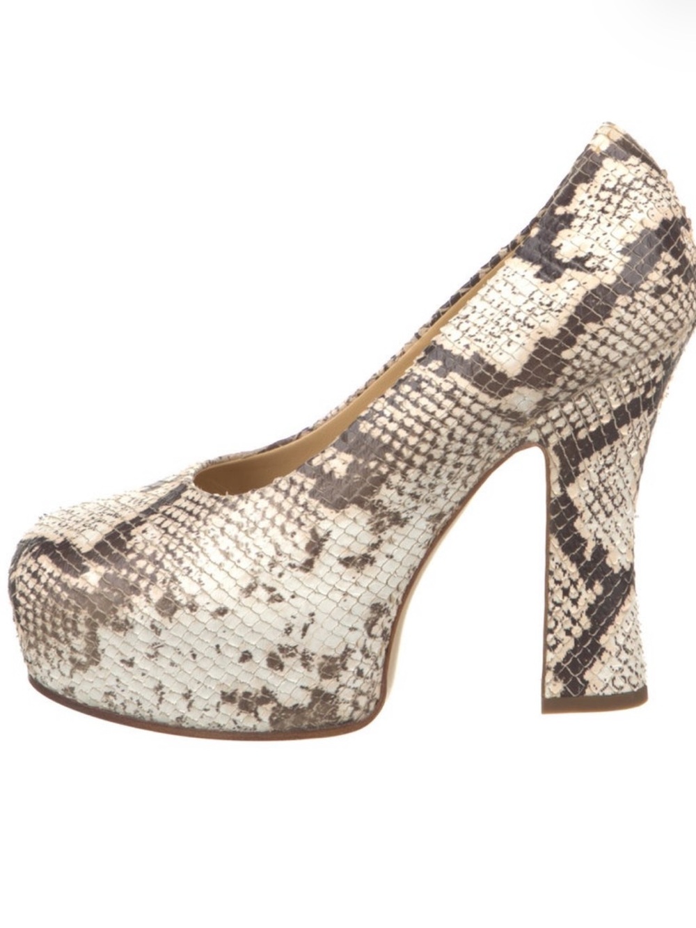 Burberry Cream & Brown Snakeskin Platform Pumps